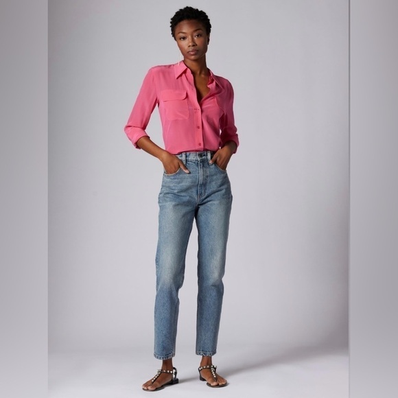 Equipment Femme Slim Signature Silk Longsleeve Top Size XS Raspberry Sorbet Pink - Picture 9 of 9